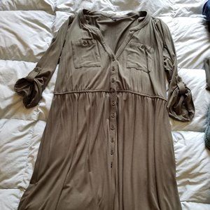 Torrid Olive Green Button Down Skater Dress